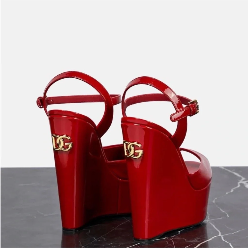Like new DOLCE & GABBANA Ankle-strap Platform Wedge Sandals In Red $1,020
